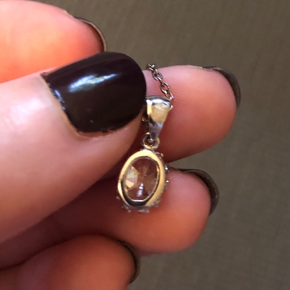 Vintage Y2K Sterling Silver Cubic Zirconia Pendant Necklace - Picture 4 of 7